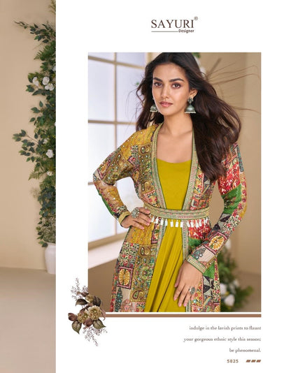 Janvi With Shrug Sayuri Georgette One Piece Gown Manufacturer India