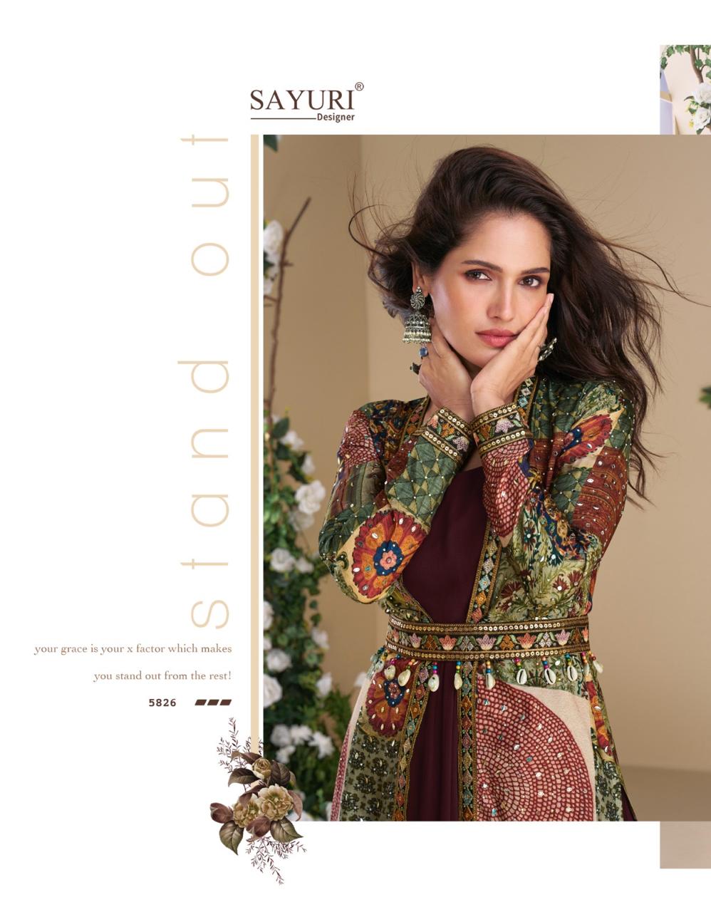 Janvi With Shrug Sayuri Georgette One Piece Gown Manufacturer India