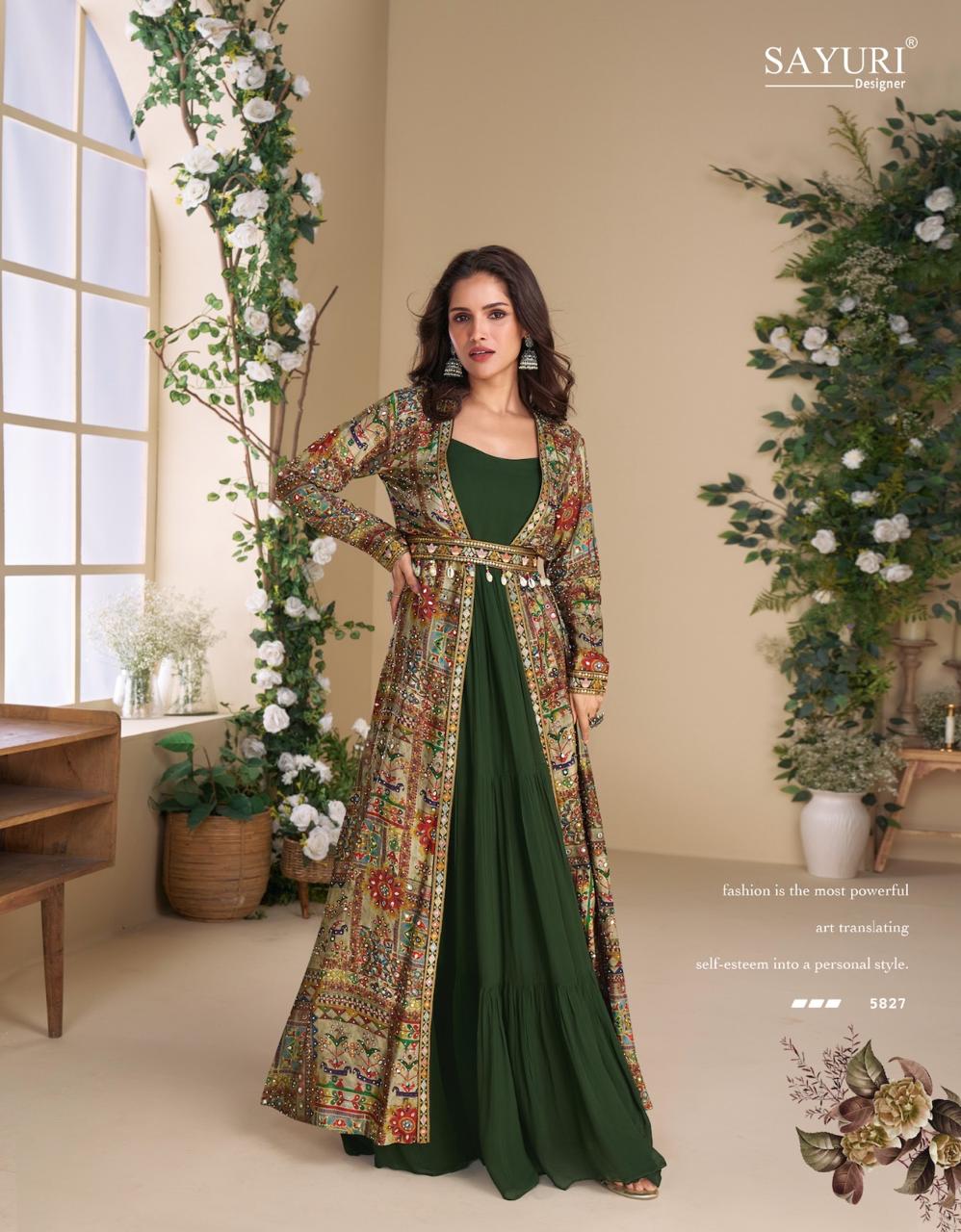 Janvi With Shrug Sayuri Georgette One Piece Gown Manufacturer India