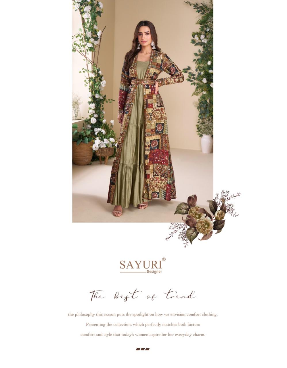 Janvi With Shrug Sayuri Georgette One Piece Gown Manufacturer India