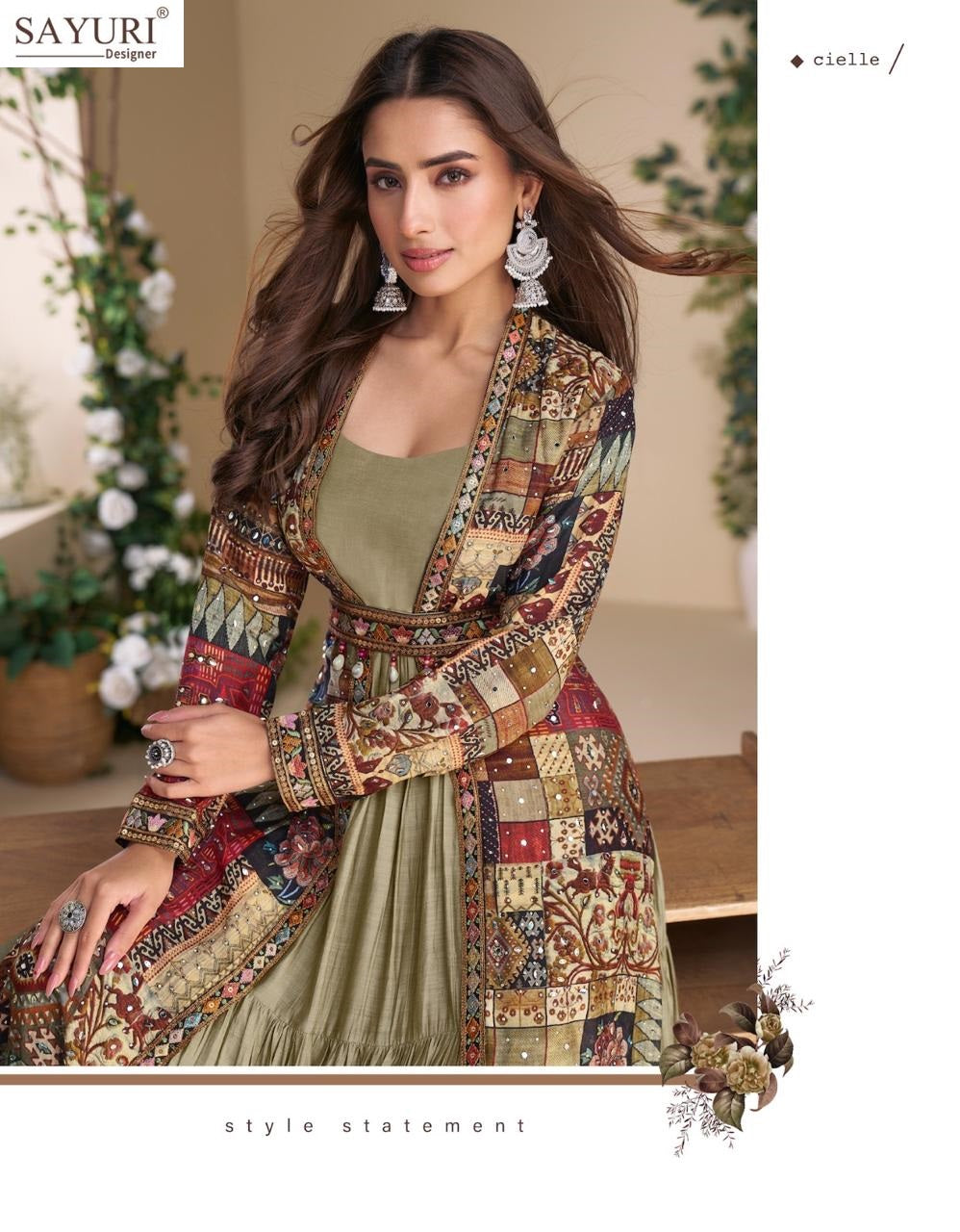 Janvi With Shrug Sayuri Georgette One Piece Gown Manufacturer India