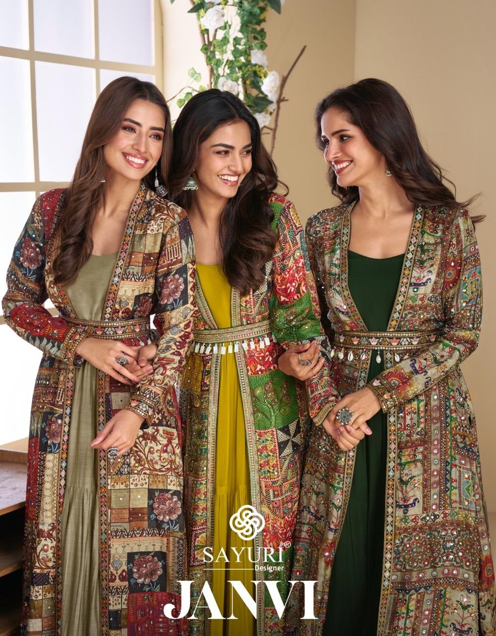 Janvi With Shrug Sayuri Georgette One Piece Gown Manufacturer India