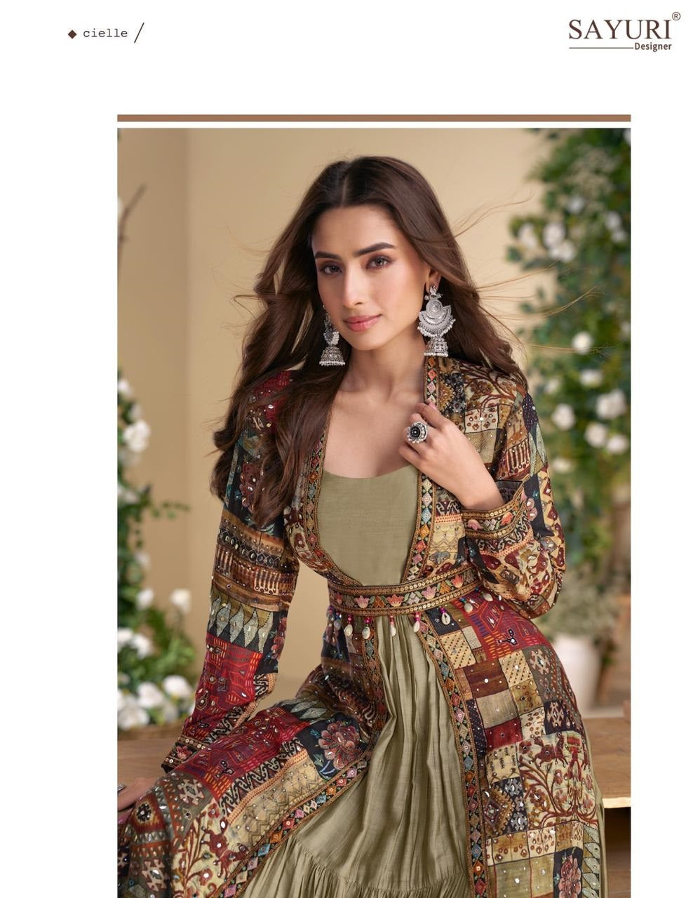 Janvi With Shrug Sayuri Georgette One Piece Gown Manufacturer India