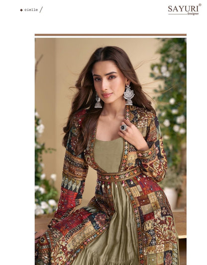 Janvi With Shrug Sayuri Georgette One Piece Gown Manufacturer India