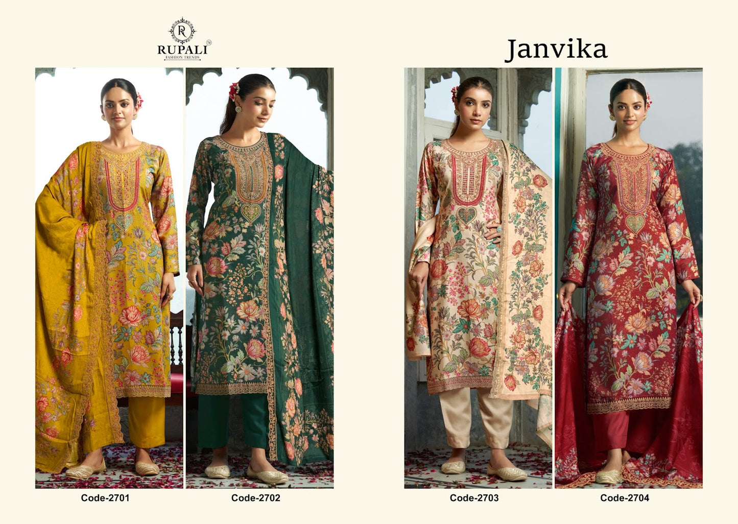Janvika Rupali Pashmina Suits Wholesaler Ahmedabad