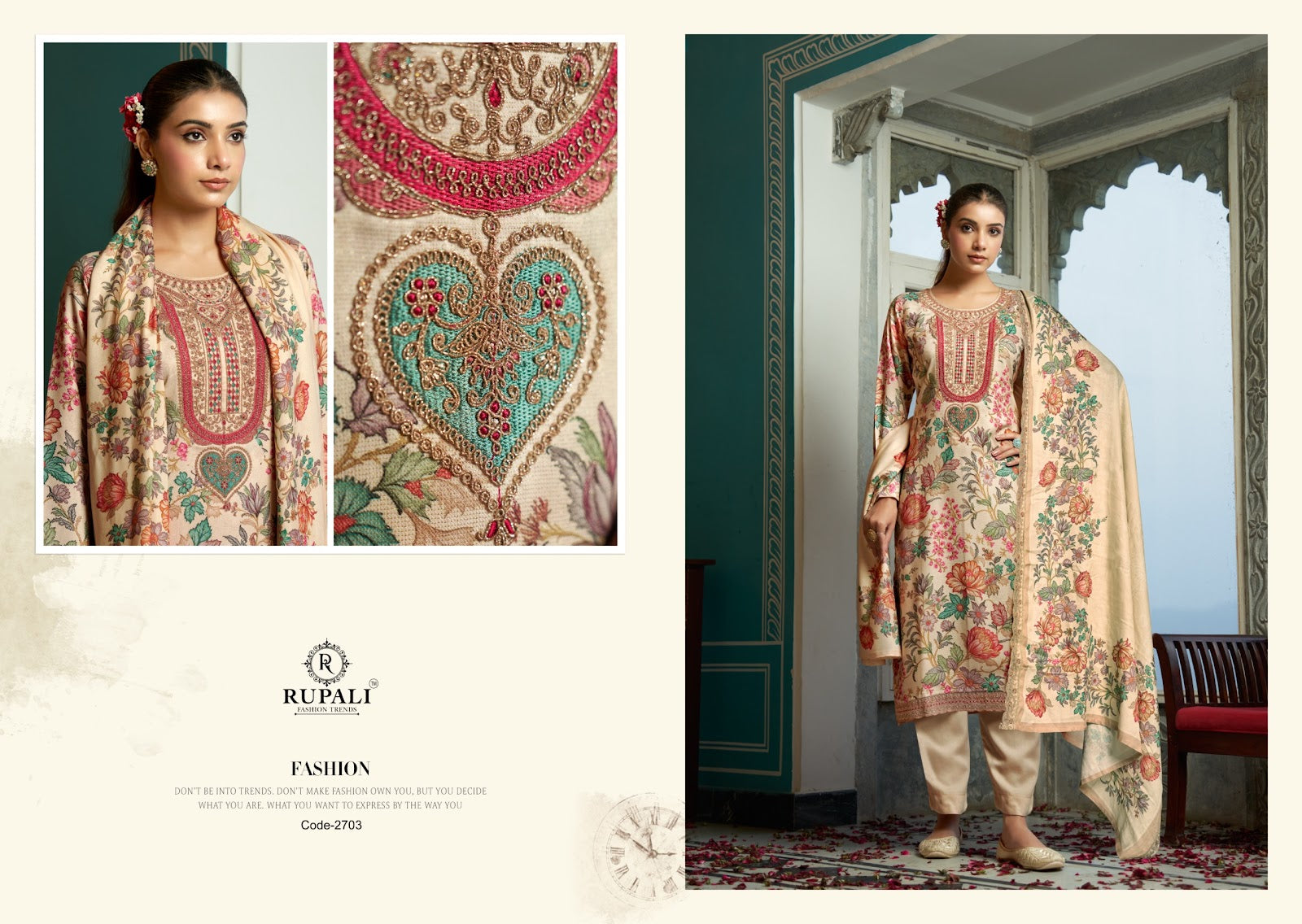 Janvika Rupali Pashmina Suits Wholesaler Ahmedabad