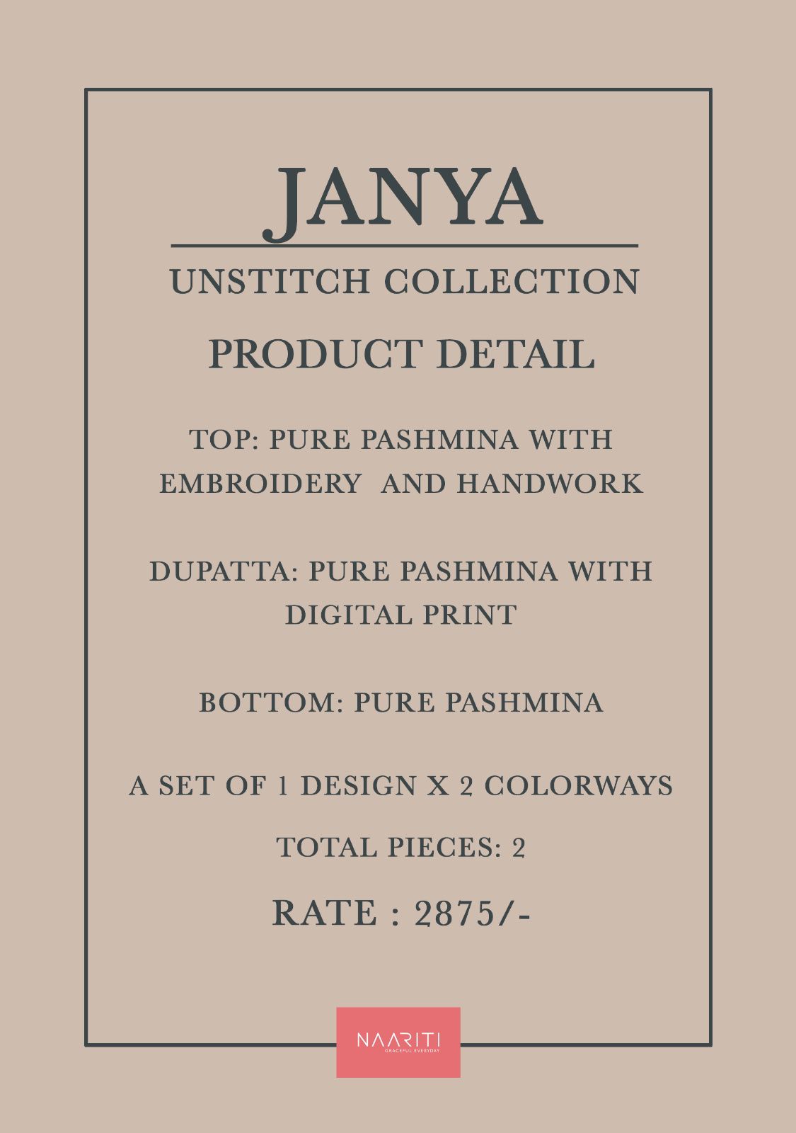 Janya Naariti Pashmina Suits Exporter India