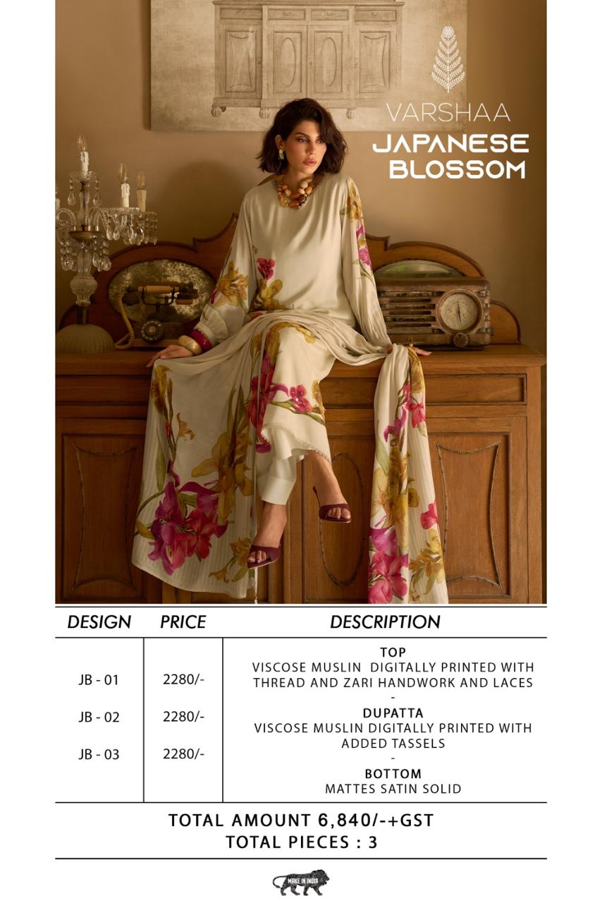 Japanese Blossom Varshaa Viscose Muslin Pant Style Suits Manufacturer Gujarat