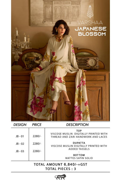 Japanese Blossom Varshaa Viscose Muslin Pant Style Suits Manufacturer Gujarat