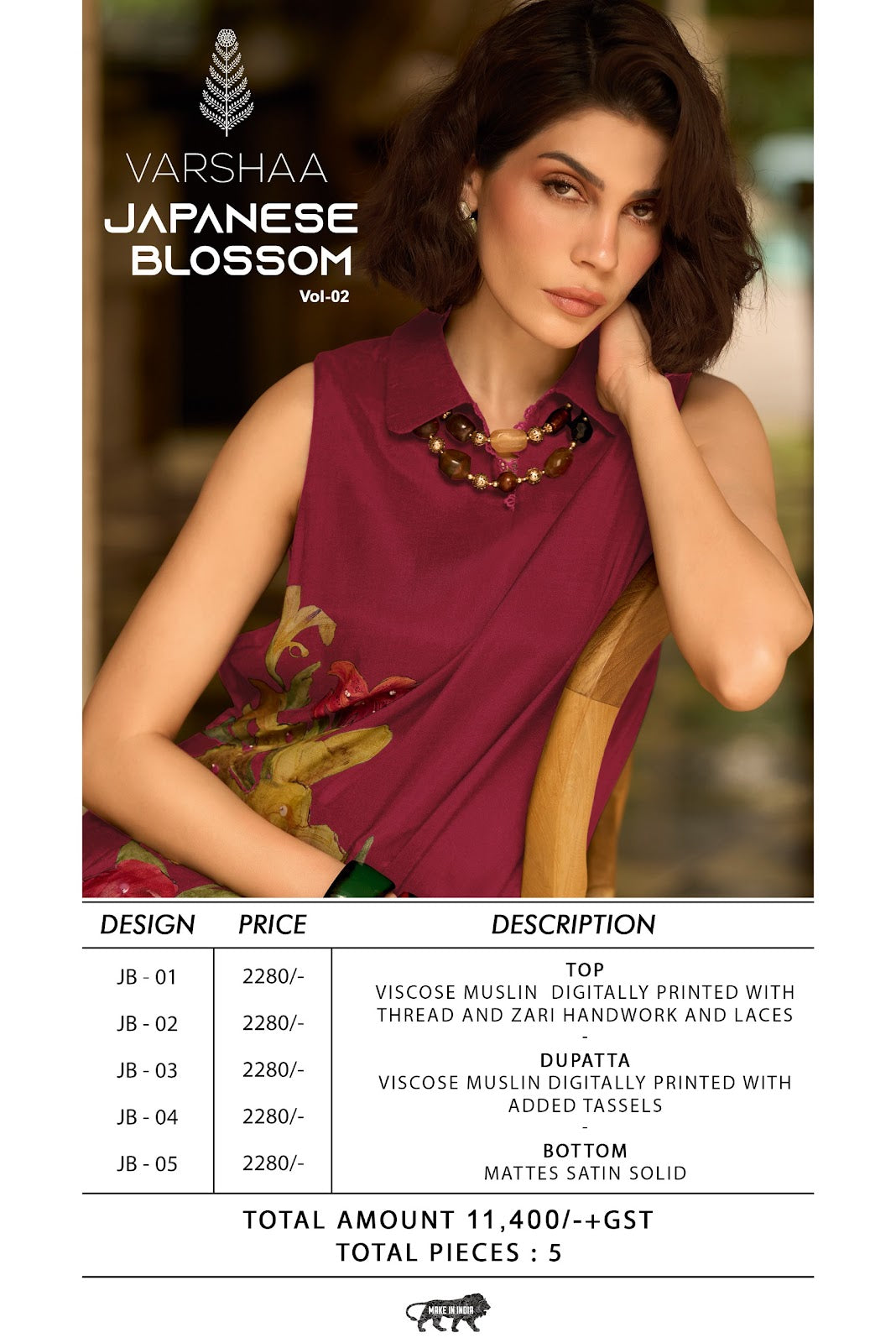Japanese Blossom Vol 2 Varshaa Viscose Muslin Pant Style Suits Manufacturer