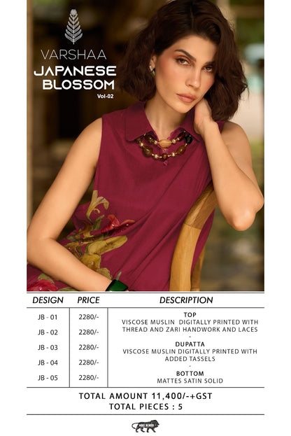 Japanese Blossom Vol 2 Varshaa Viscose Muslin Pant Style Suits Manufacturer