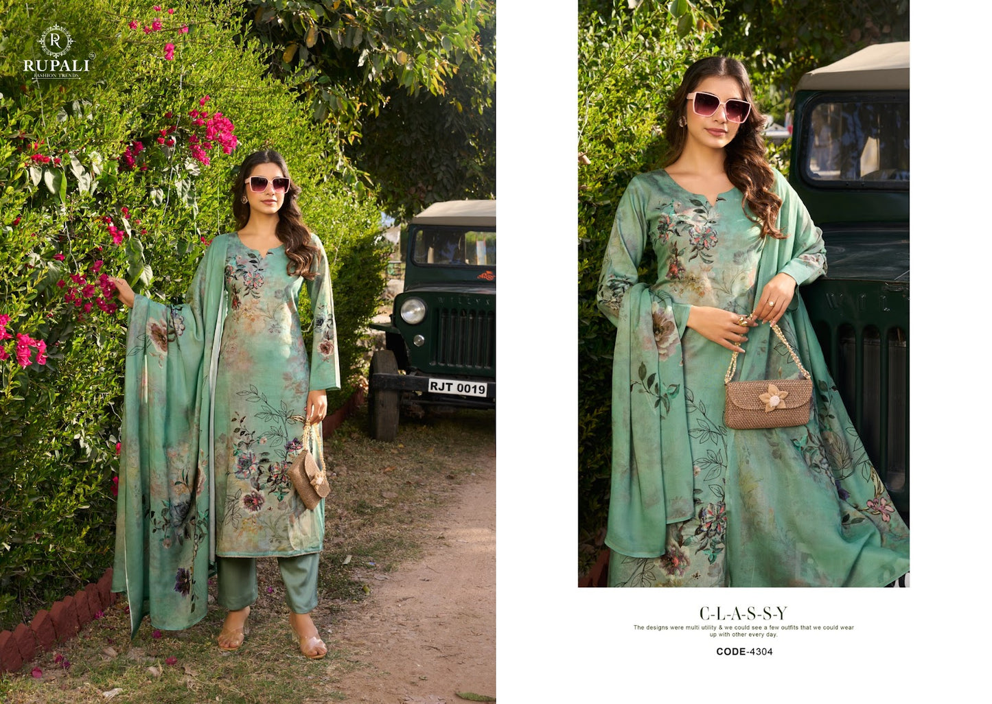 Jara Sol Rupali Jam Satin Pant Style Suits Exporter India