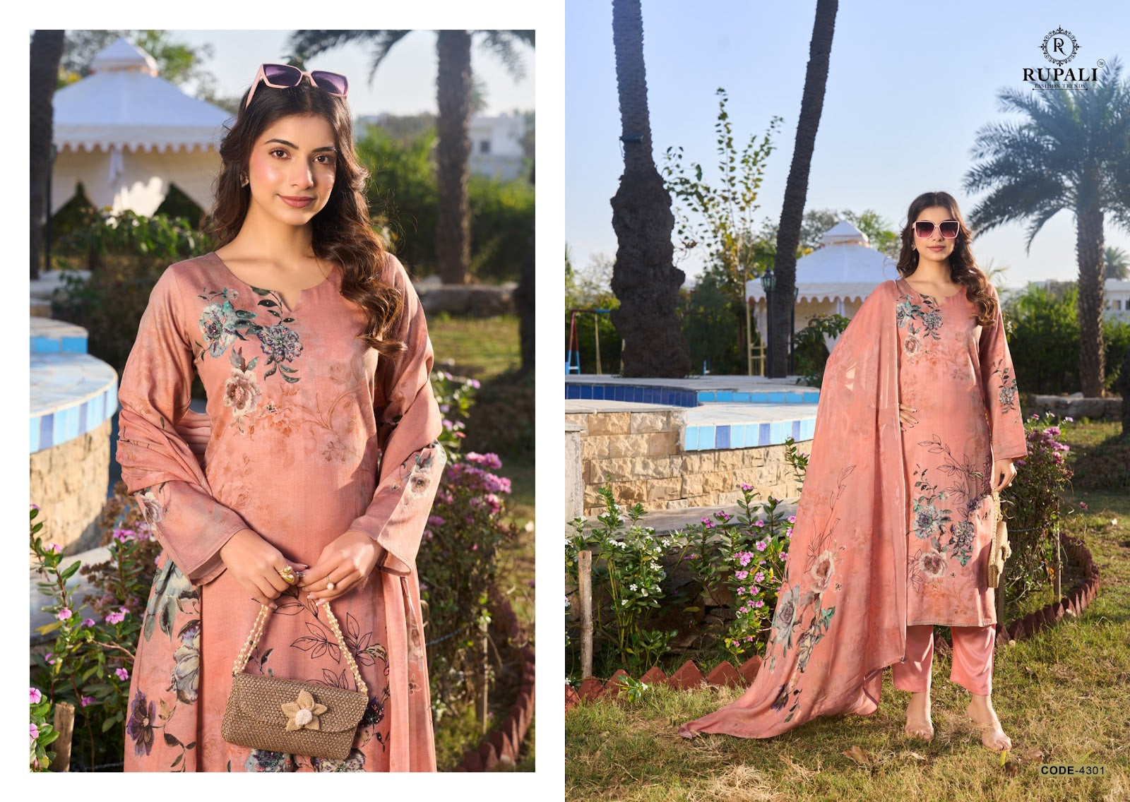 Jara Sol Rupali Jam Satin Pant Style Suits Exporter India