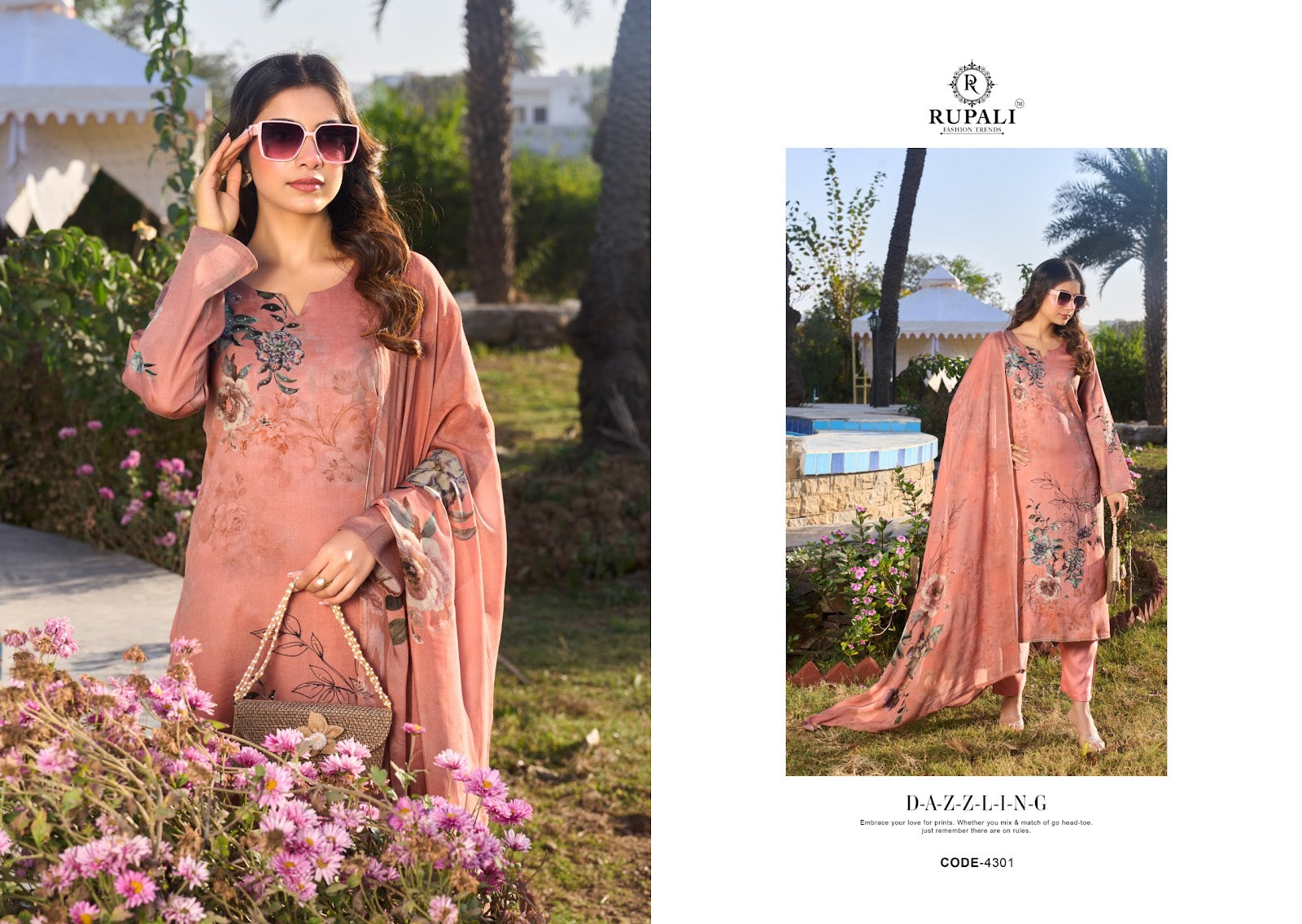 Jara Sol Rupali Jam Satin Pant Style Suits Exporter India