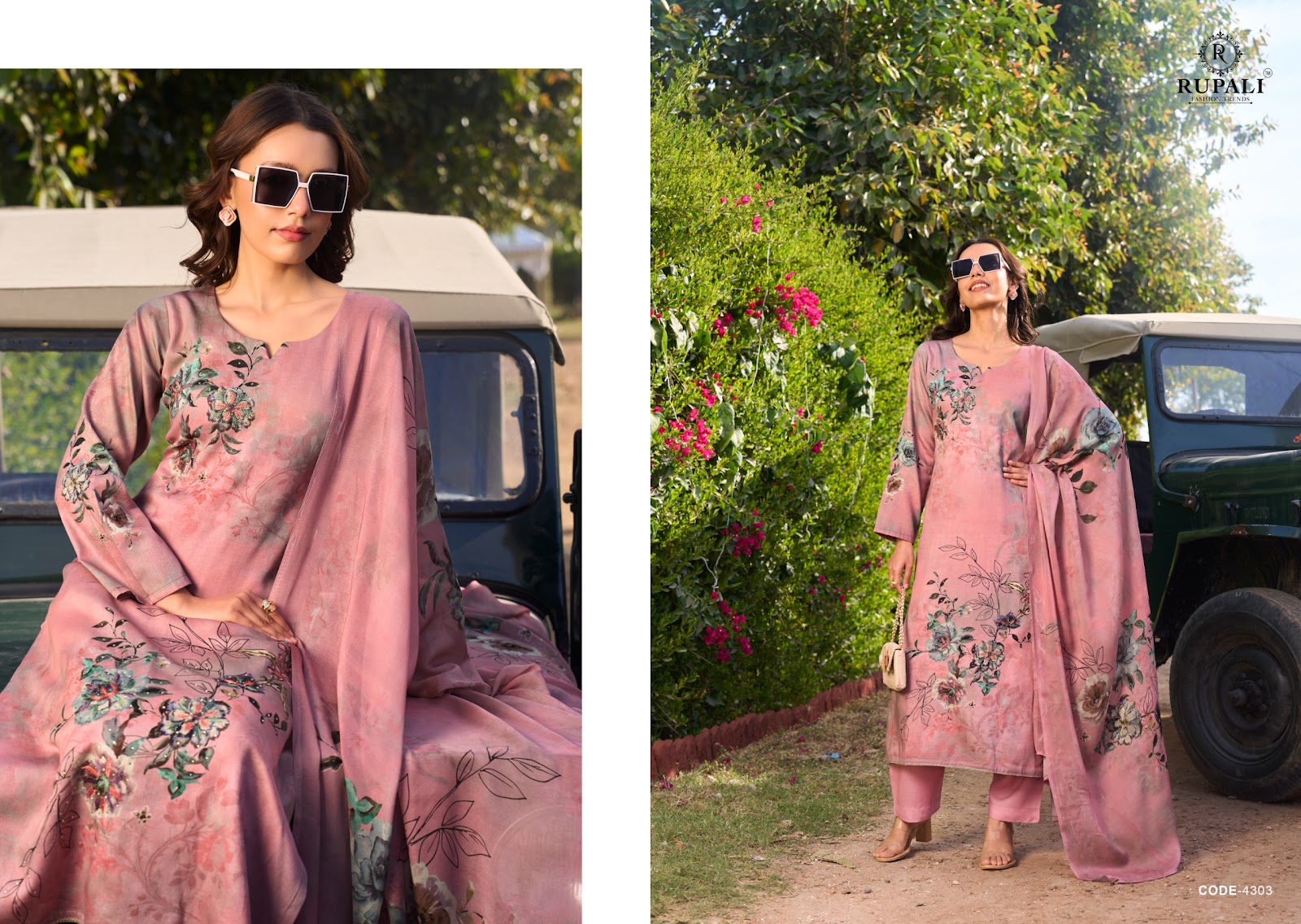 Jara Sol Rupali Jam Satin Pant Style Suits Exporter India