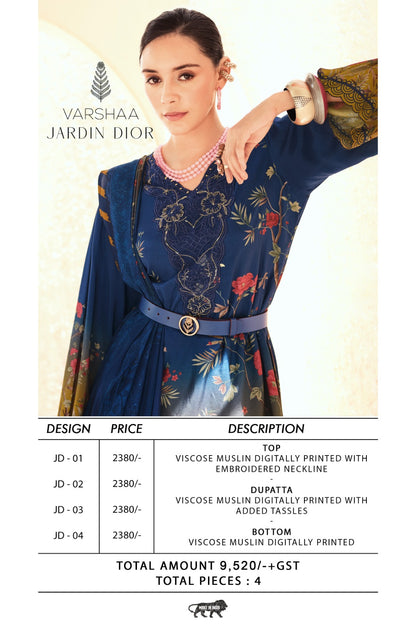 Jardin Dior Varshaa Viscose Muslin Pant Style Suits Manufacturer Ahmedabad