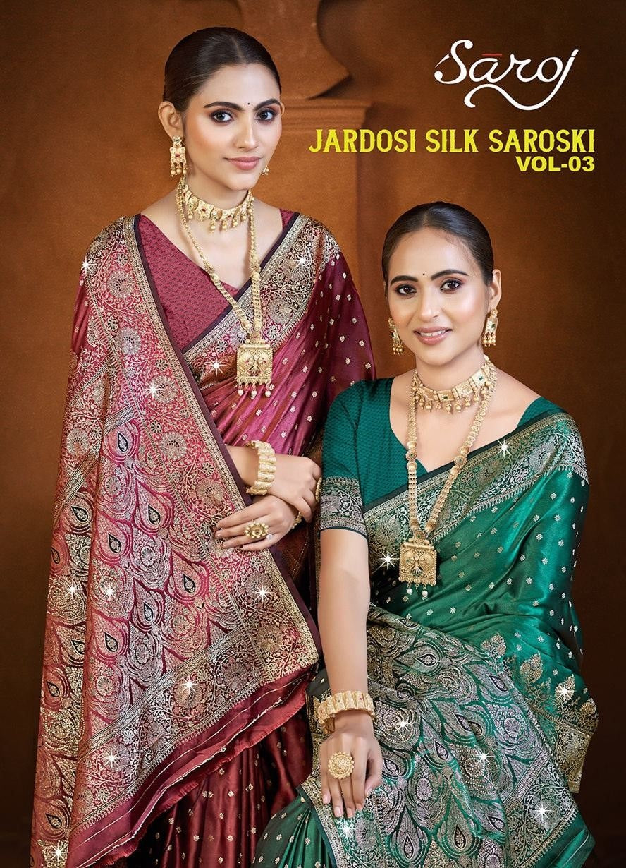 Jardosi Silk Saroski Vol 3 Saroj Sarees Wholesaler Gujarat