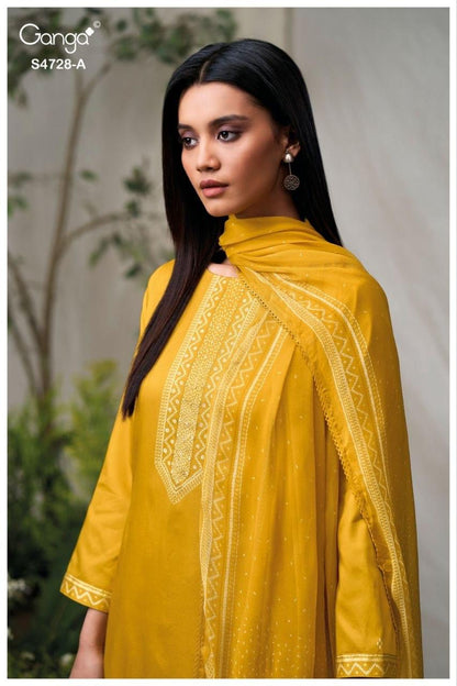 Jareesha S4728 Ganga Cotton Satin Pant Style Suits Wholesaler Ahmedabad