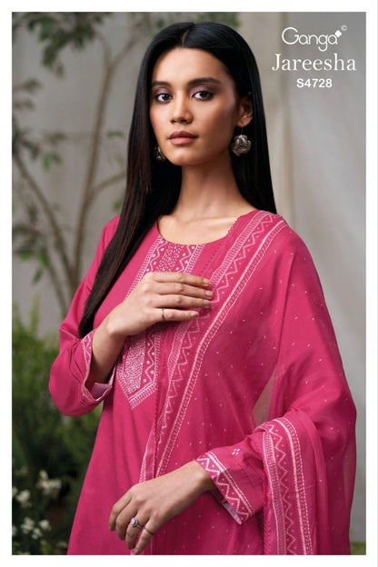 Jareesha S4728 Ganga Cotton Satin Pant Style Suits Wholesaler Ahmedabad