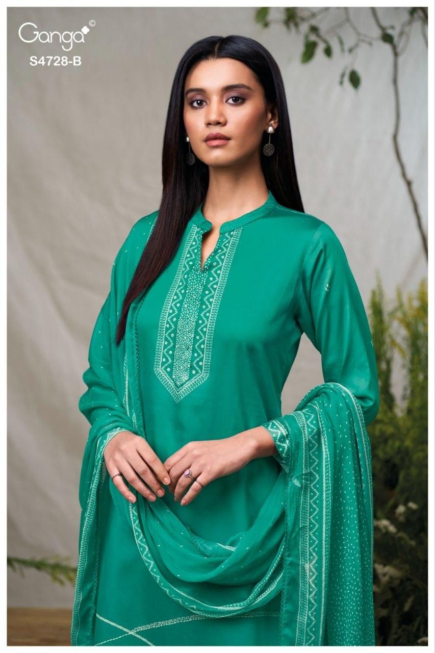 Jareesha S4728 Ganga Cotton Satin Pant Style Suits Wholesaler Ahmedabad