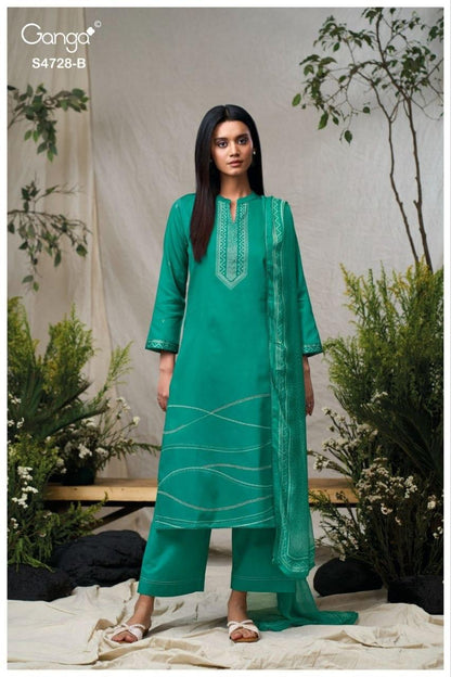 Jareesha S4728 Ganga Cotton Satin Pant Style Suits Wholesaler Ahmedabad