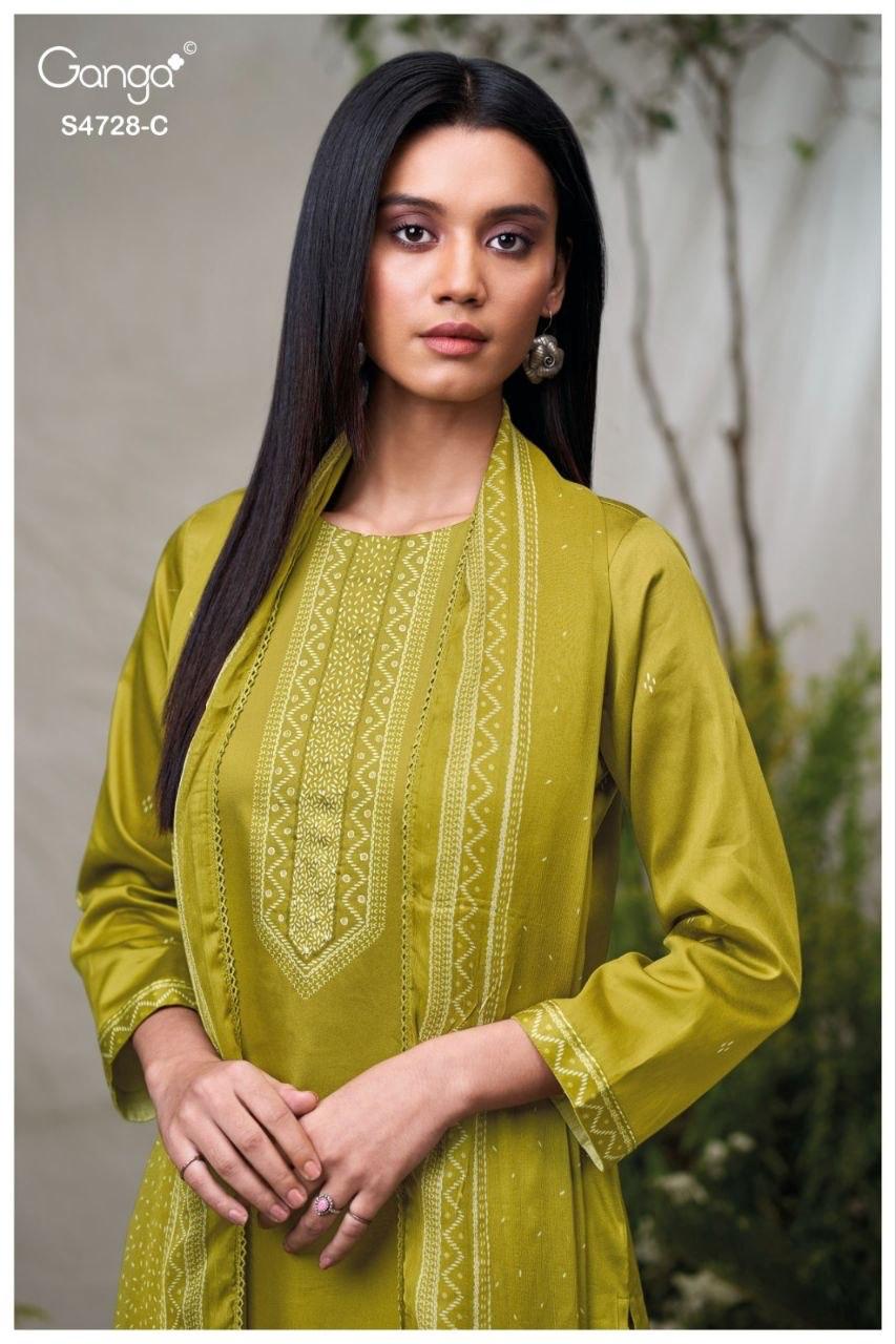 Jareesha S4728 Ganga Cotton Satin Pant Style Suits Wholesaler Ahmedabad