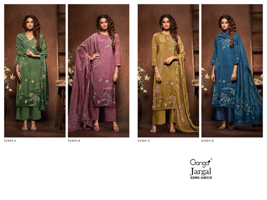 Jargal 2895 Ganga Viscose Muslin Plazzo Style Suits Supplier Gujarat