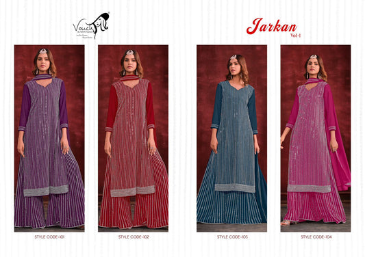 Jarkan Vol 1 Vouch Fashion Georgette Sharara Style Suits Exporter Gujarat