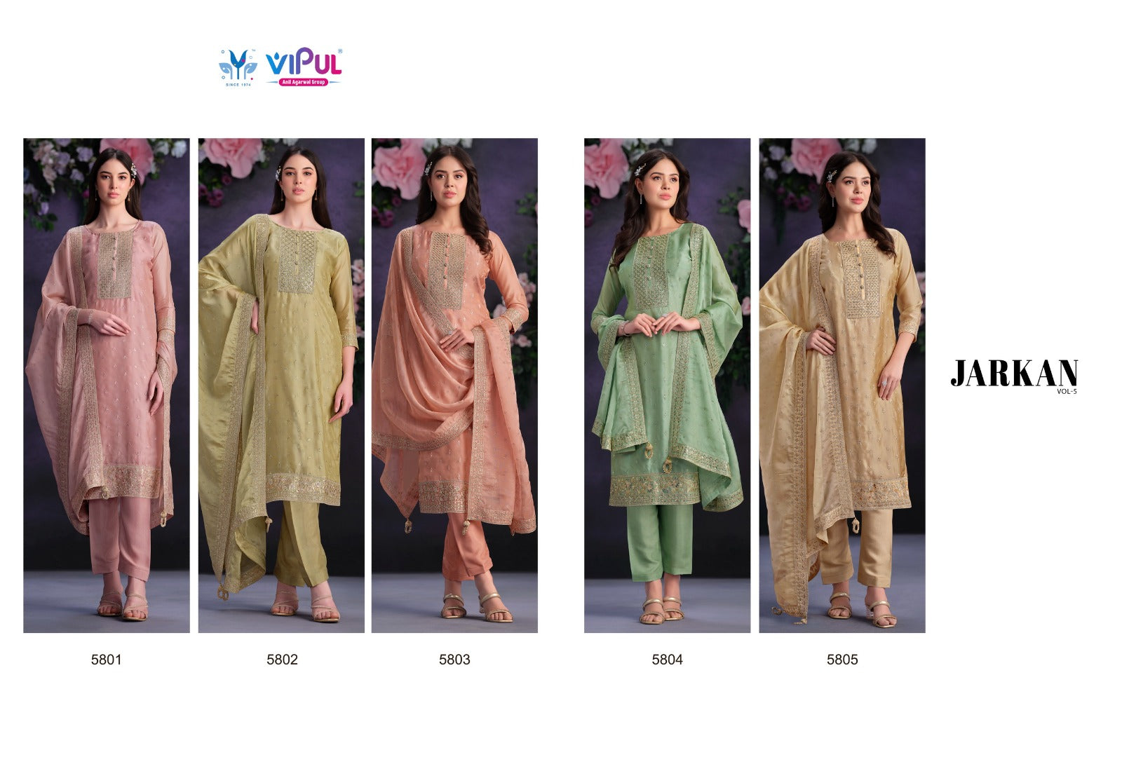 Jarkan Vol 5 Vipul Organza Pant Style Suits Exporter