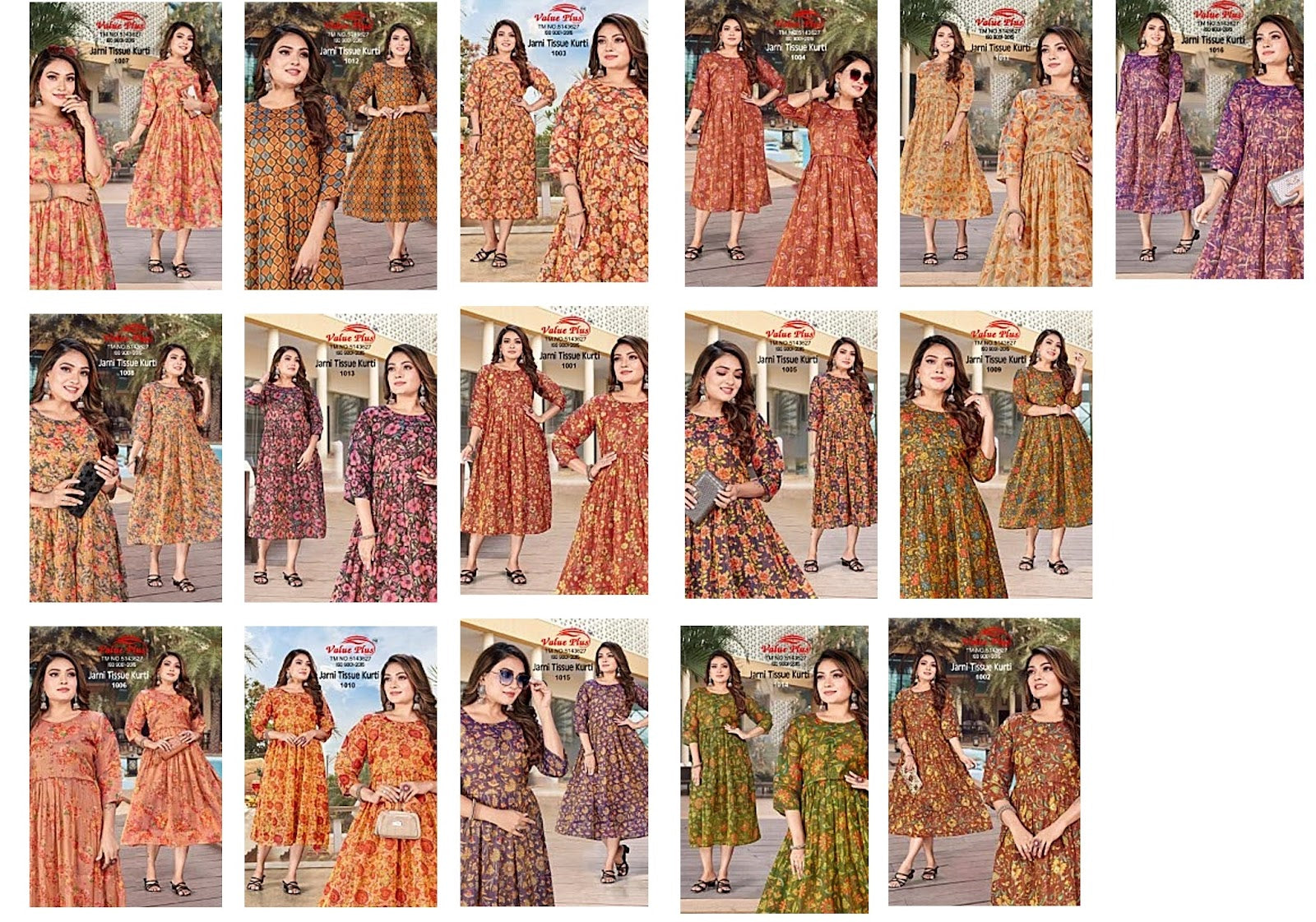 Jarni Value Plus Tissue Silk Anarkali Kurtis Exporter Ahmedabad