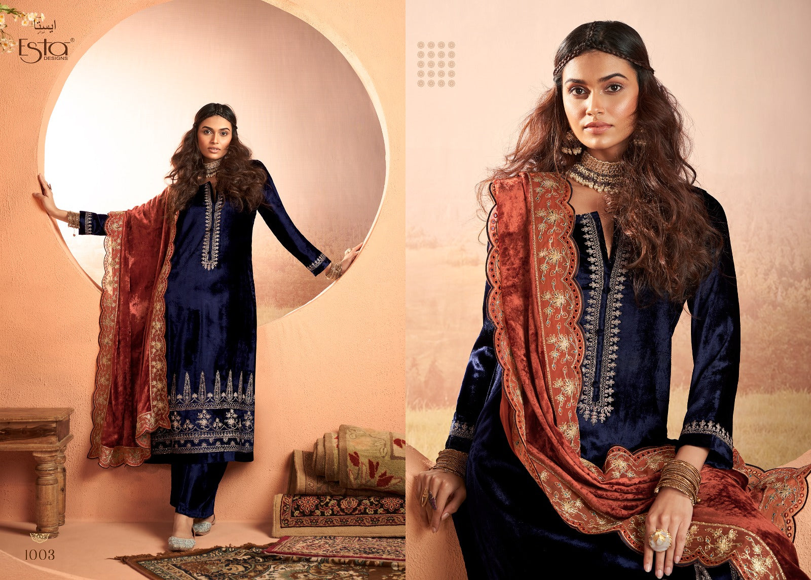 Jashan Esta Designs Velvet Suits Wholesaler India