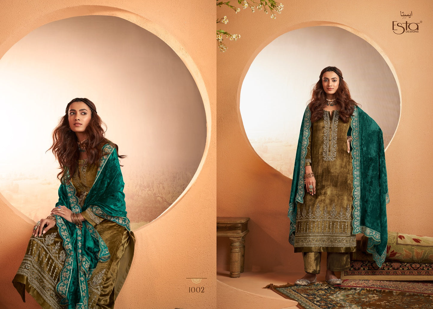 Jashan Esta Designs Velvet Suits Wholesaler India