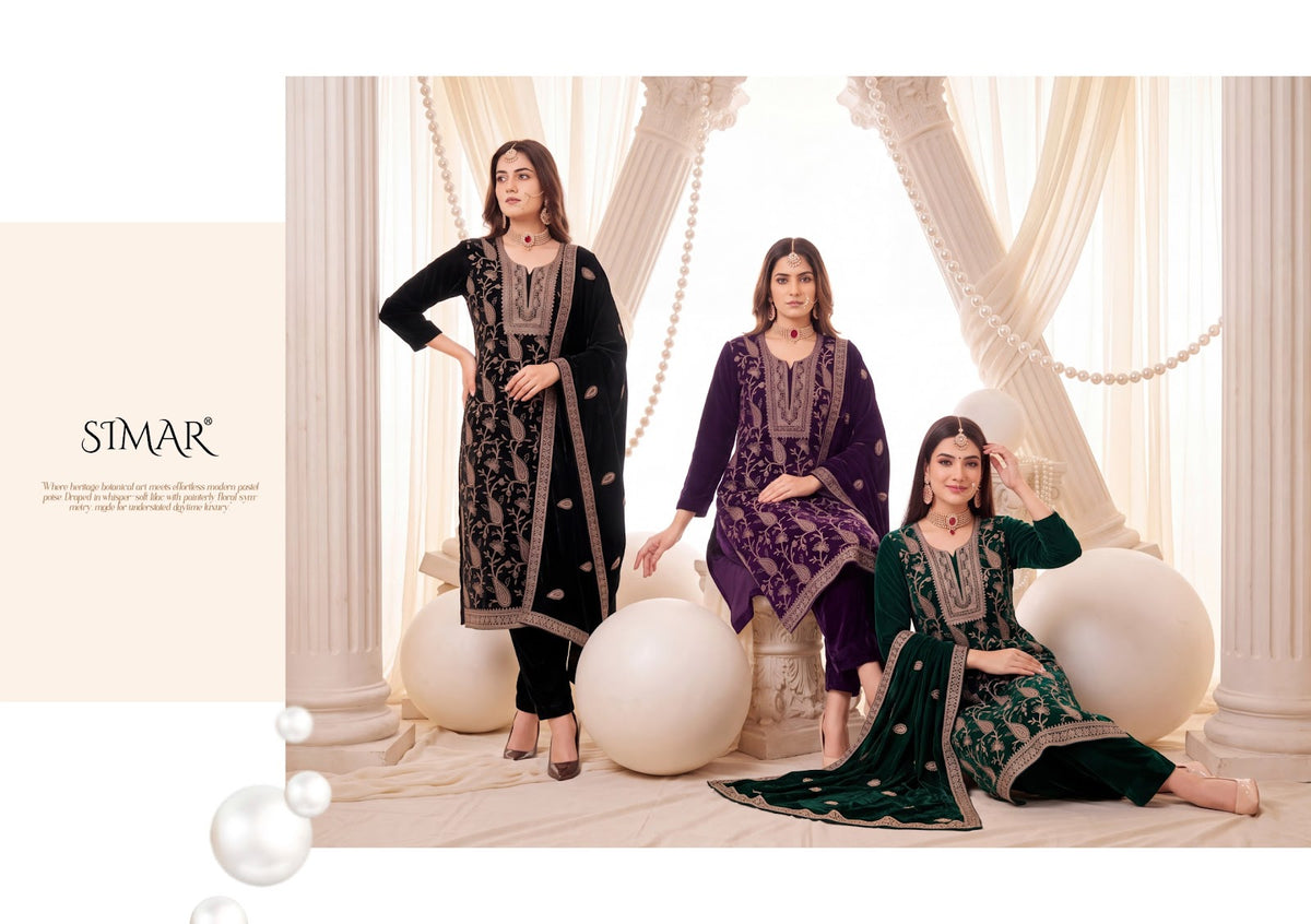 Jashan Simar Crush Velvet Suits Exporter Gujarat