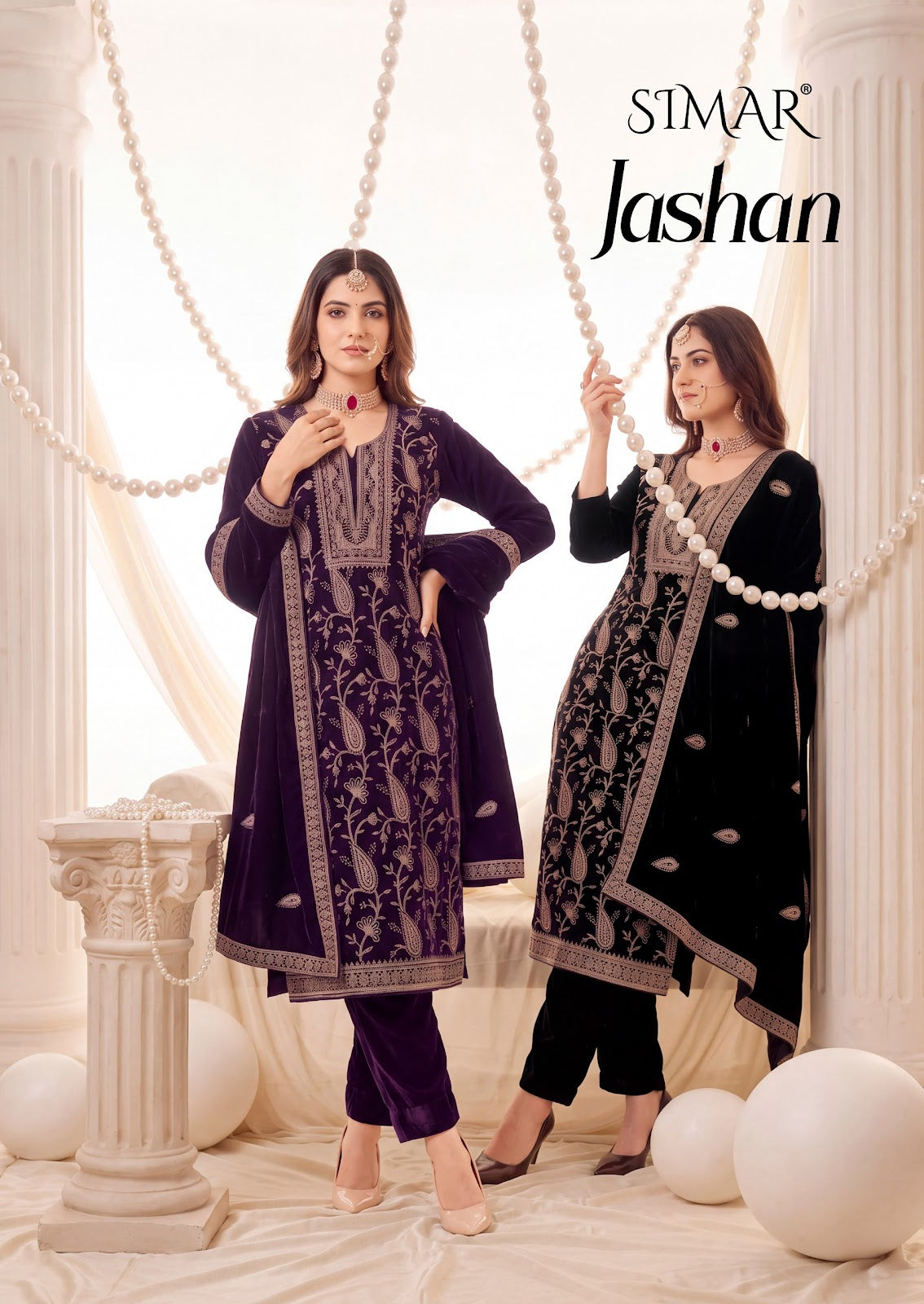 Jashan Simar Crush Velvet Suits Exporter Gujarat