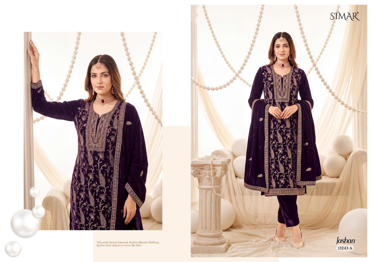 Jashan Simar Crush Velvet Suits Exporter Gujarat