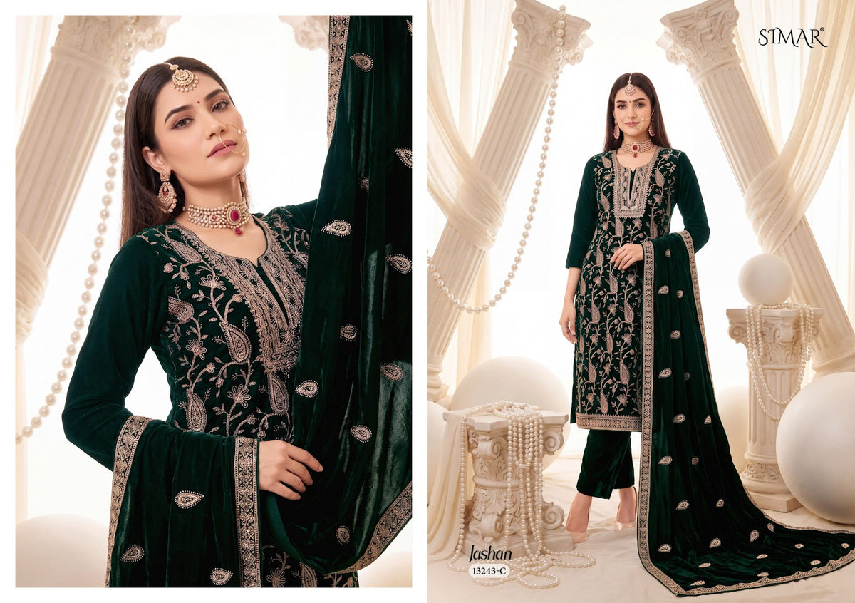 Jashan Simar Crush Velvet Suits Exporter Gujarat