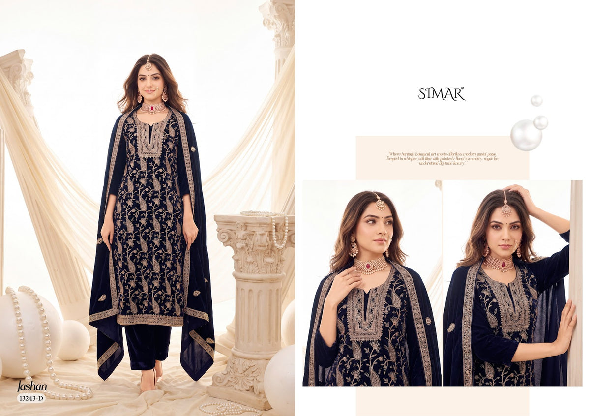 Jashan Simar Crush Velvet Suits Exporter Gujarat