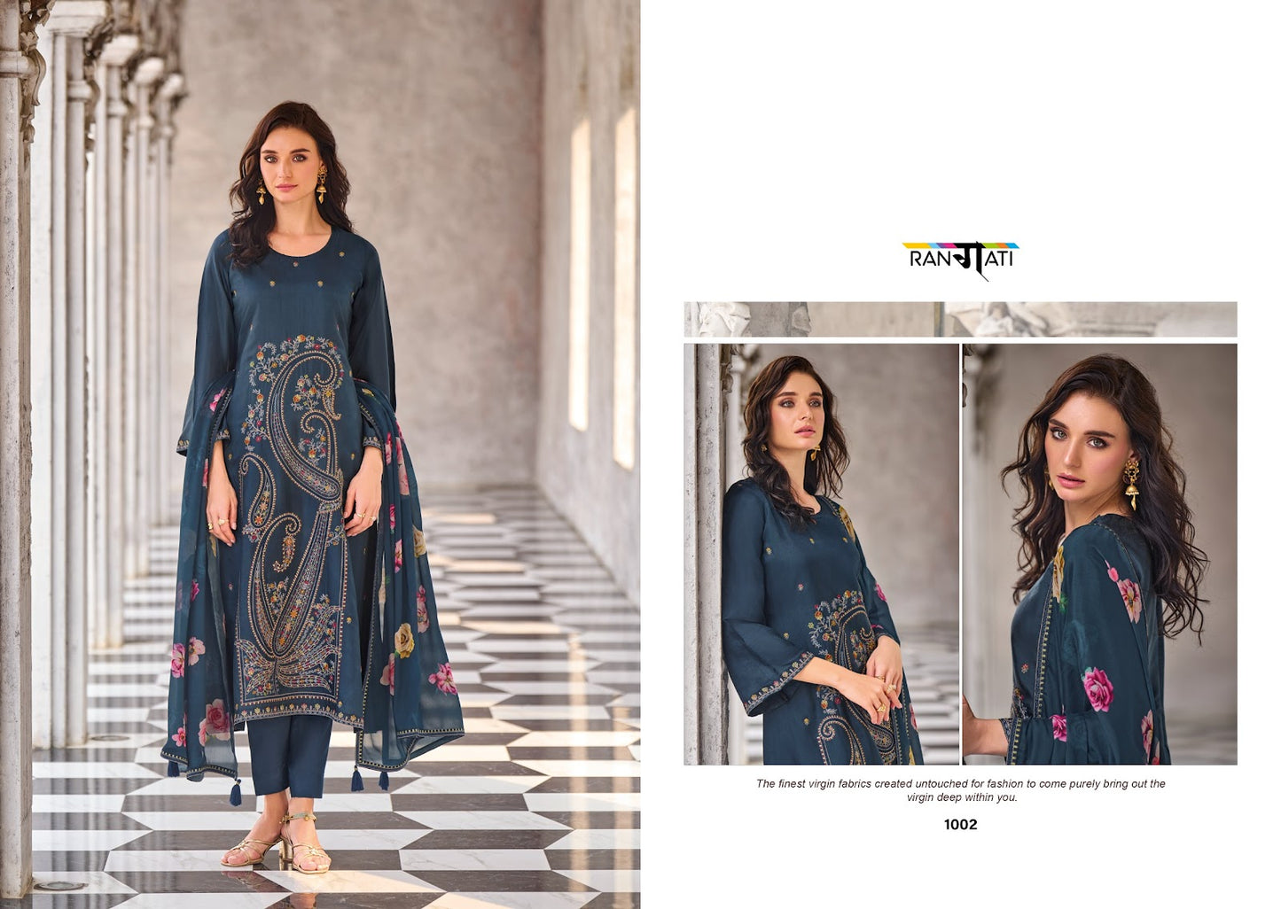 Jashen E Ishq Rangati Prints Russian Silk Pant Style Suits Wholesale Price