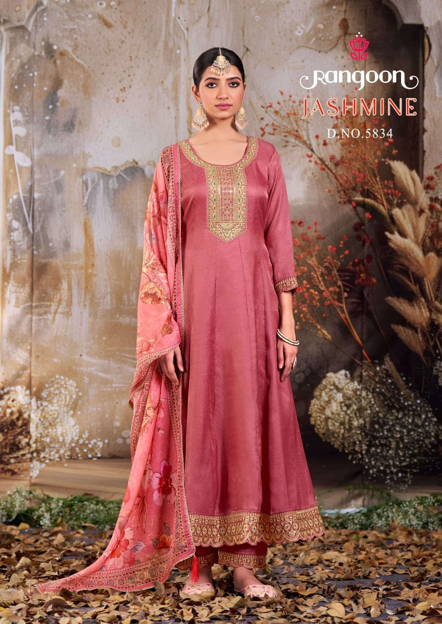 Jashmine Rangoon Silk Readymade Anarkali Suits Supplier Gujarat