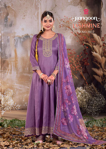 Jashmine Rangoon Silk Readymade Anarkali Suits Supplier Gujarat