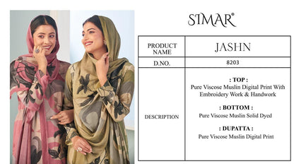 Jashn 8203 Simar Glossy Viscose Muslin Plazzo Style Suits Manufacturer Ahmedabad