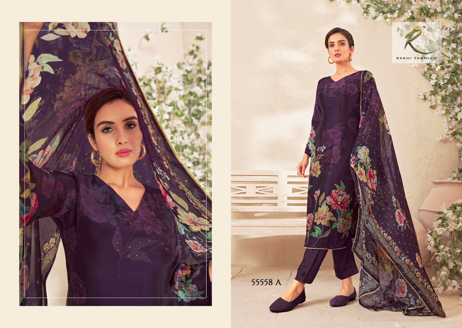 Jashn E Festive 55558 Rakhi Fashion Pure Bemberg Pant Style Suits Manufacturer Ahmedabad