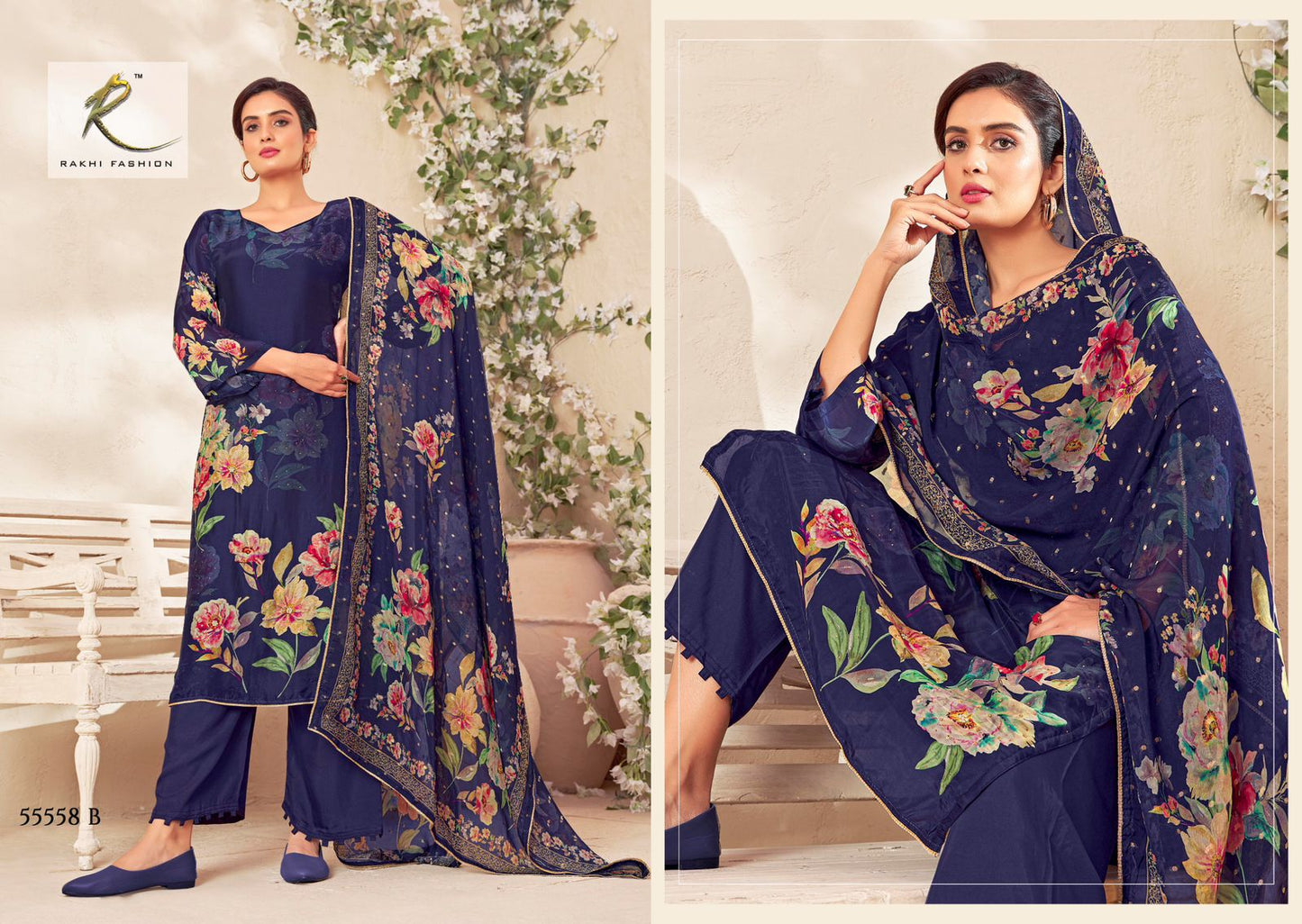 Jashn E Festive 55558 Rakhi Fashion Pure Bemberg Pant Style Suits Manufacturer Ahmedabad