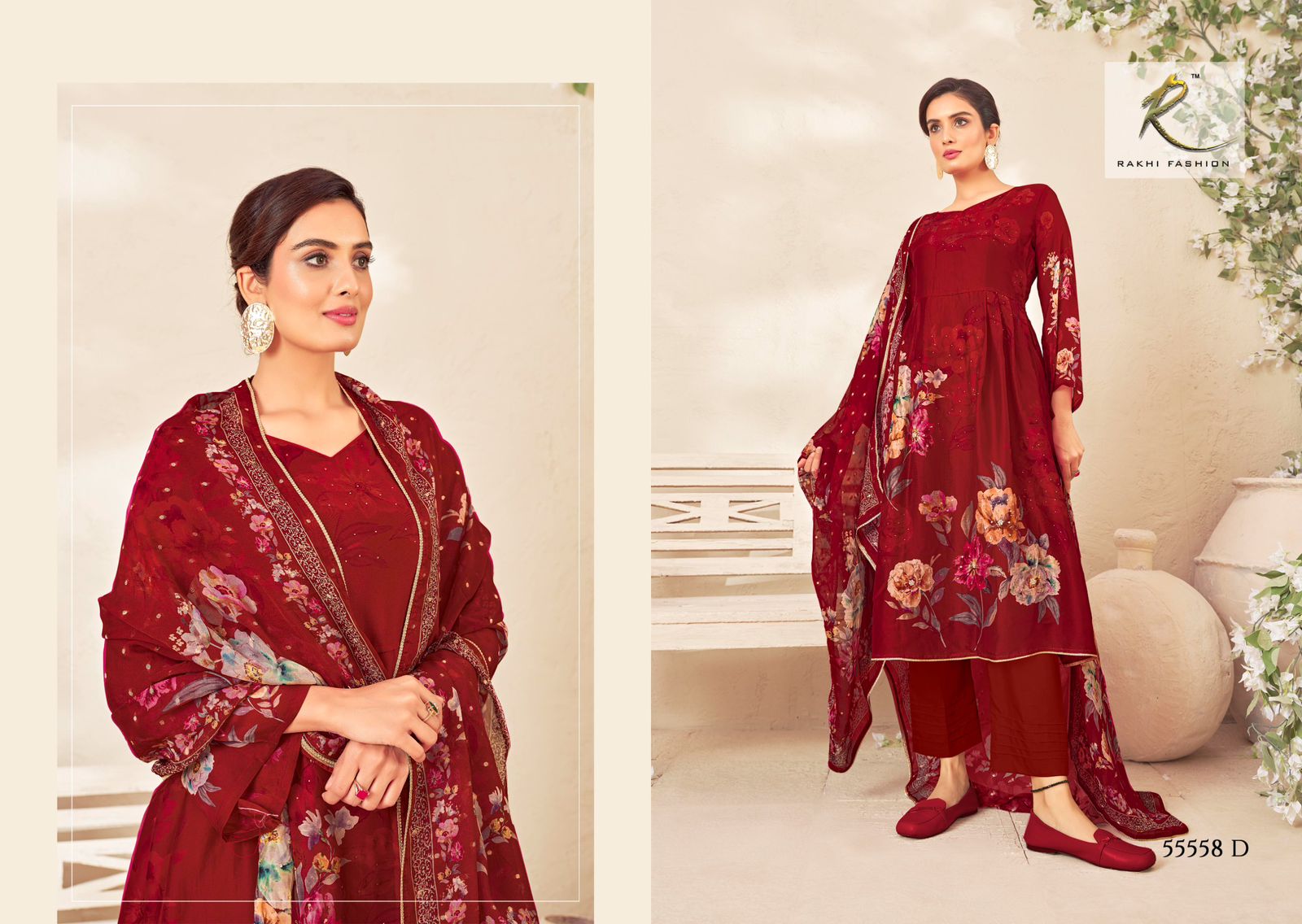 Jashn E Festive 55558 Rakhi Fashion Pure Bemberg Pant Style Suits Manufacturer Ahmedabad