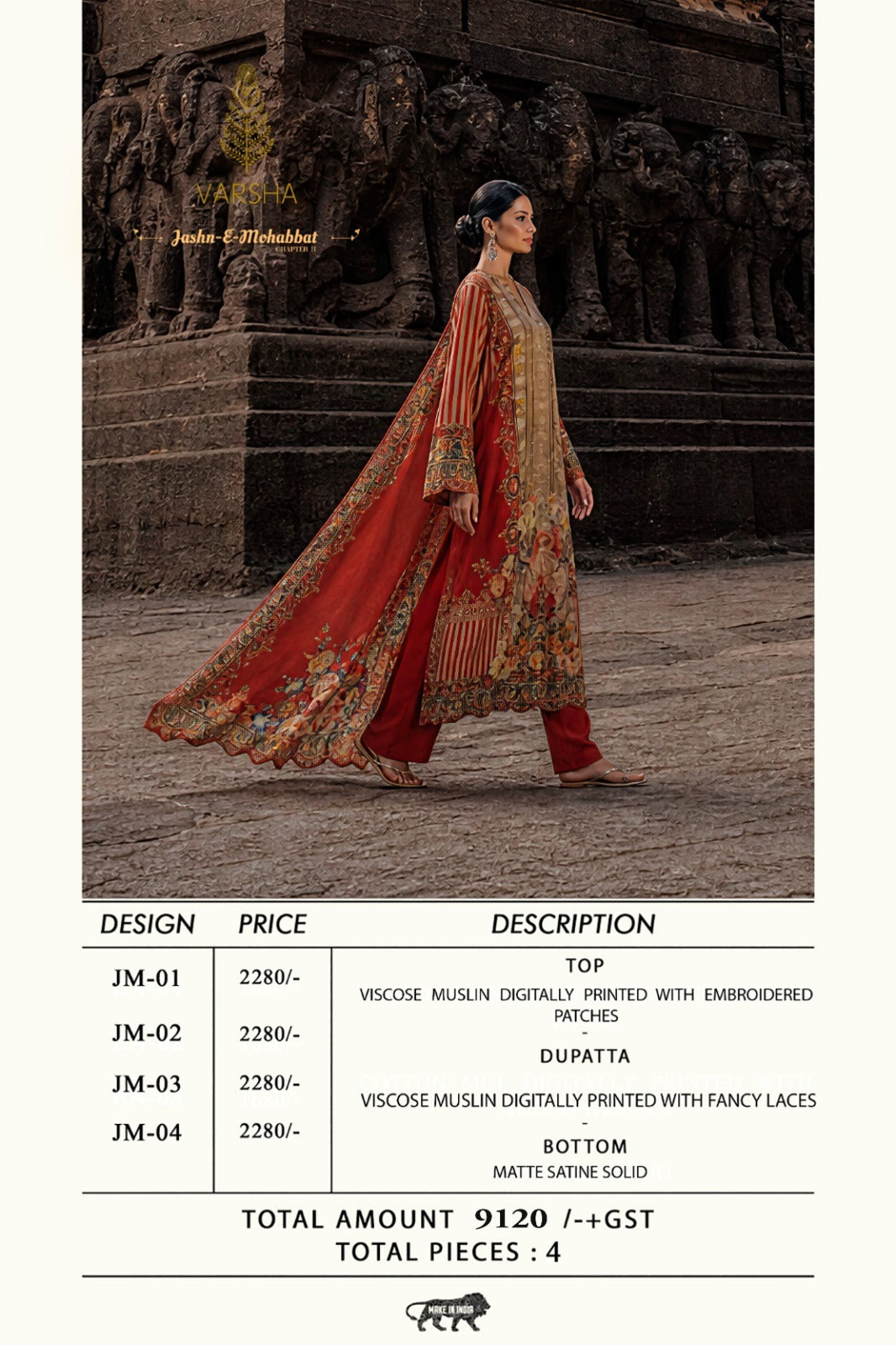 Jashn E Mohabbat Chapter 2 Varshaa Viscose Muslin Pakistani Salwar Suits Wholesale Rate
