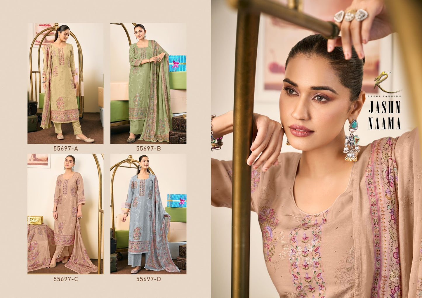 Jashn Naama 55697 Rakhi Fashion Bemberg Pant Style Suits Exporter Gujarat
