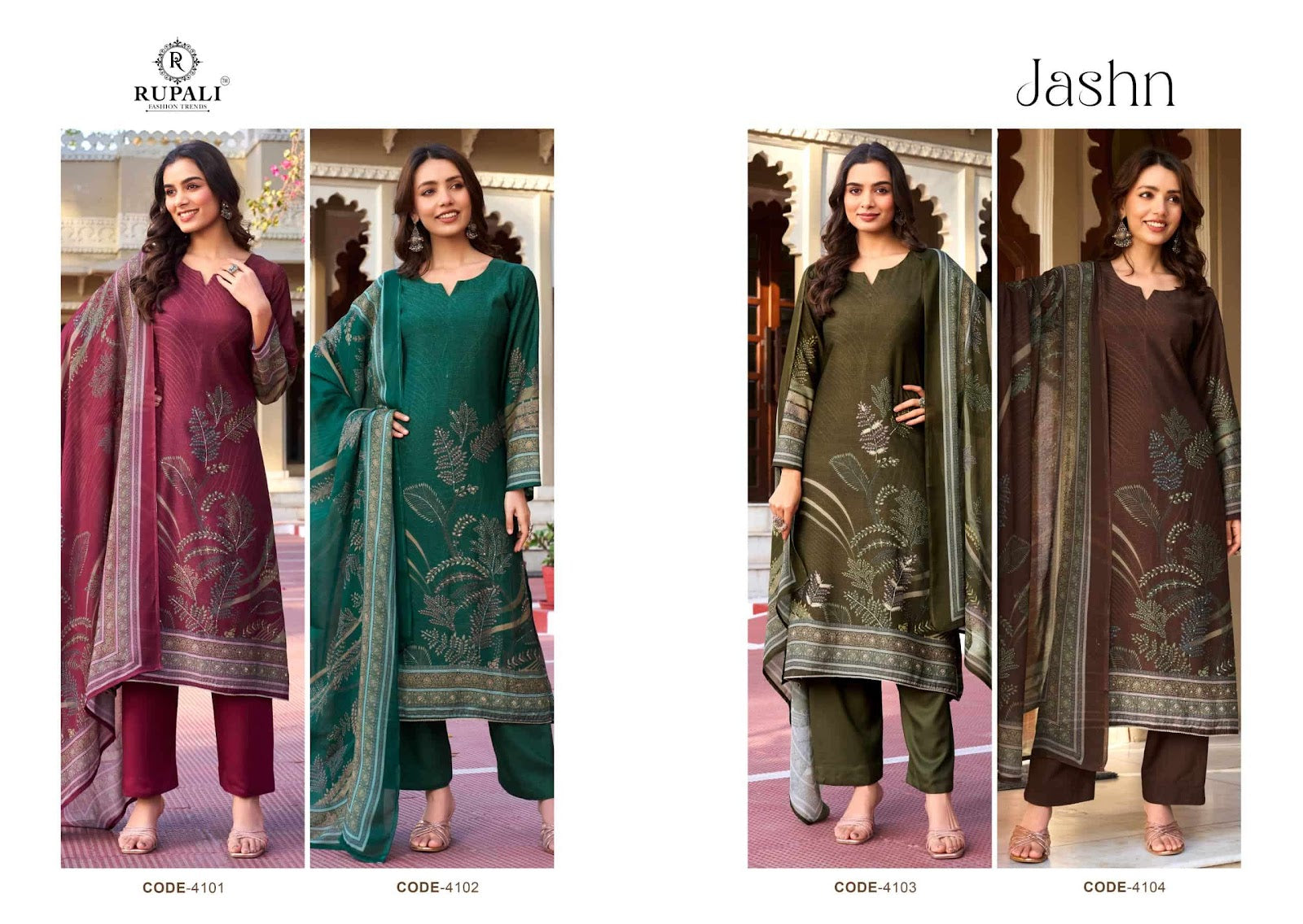 Jashn Rupali Viscose Muslin Pant Style Suits Wholesaler India