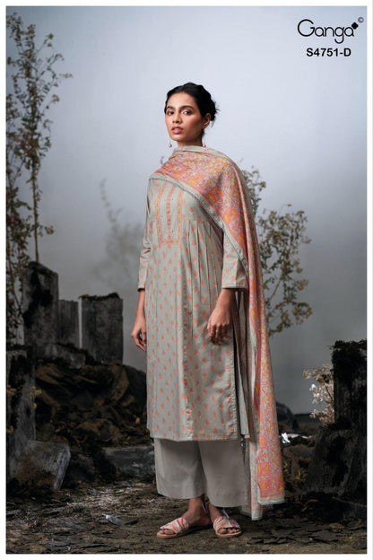 Jashvi S4751 Ganga Cotton Plazzo Style Suits Exporter Gujarat