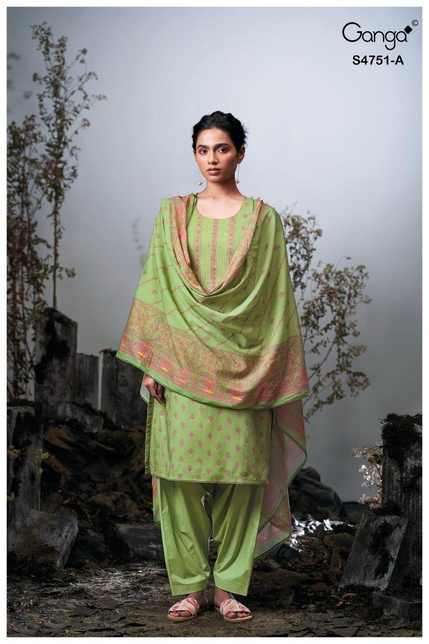 Jashvi S4751 Ganga Cotton Plazzo Style Suits Exporter Gujarat