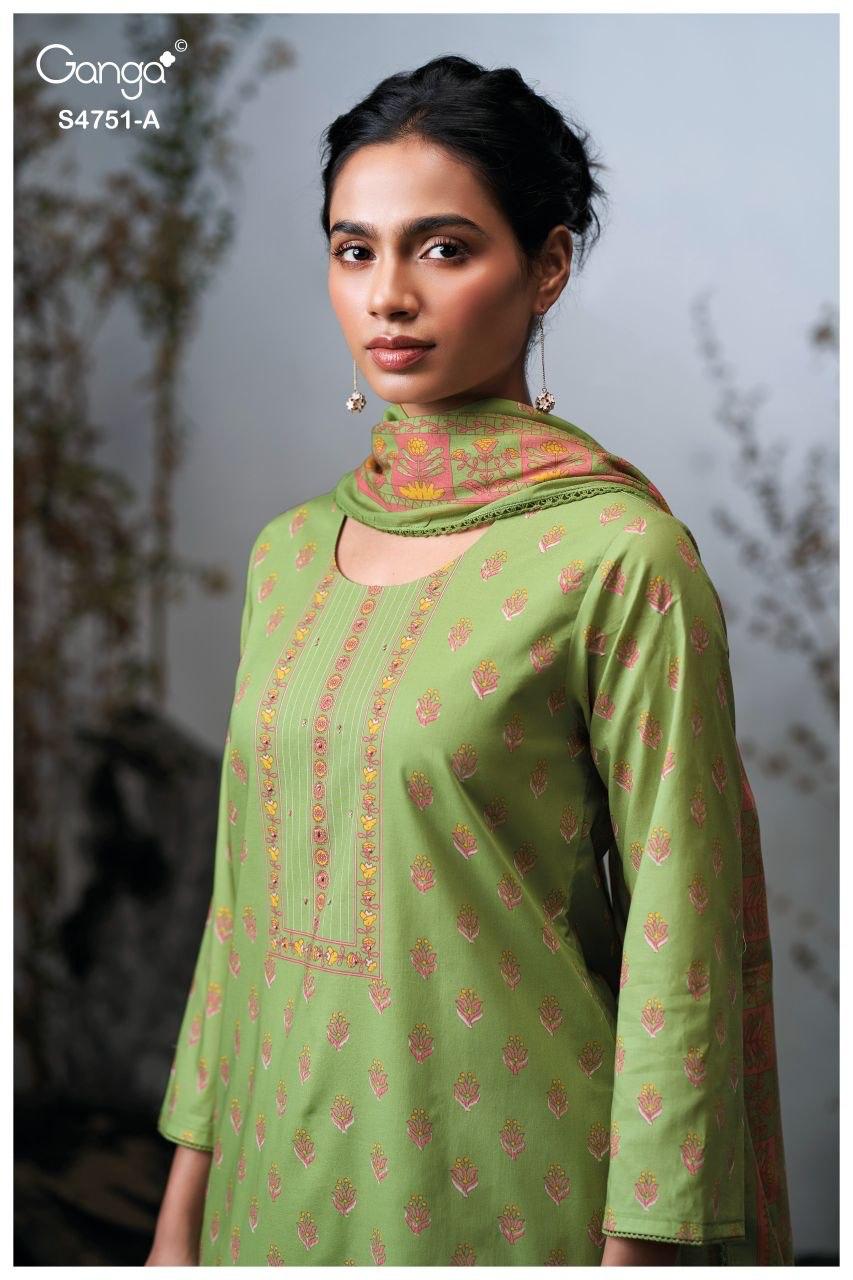 Jashvi S4751 Ganga Cotton Plazzo Style Suits Exporter Gujarat